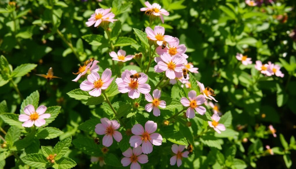 Mint Flowers Attracting Pollinators