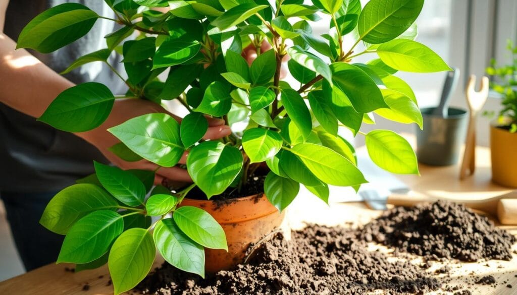 Ficus Plant Repotting Process